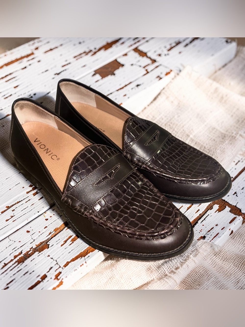 Vionic Waverly Leather Loafers Women's Comfort Arch Support Shoes Brown Size 9